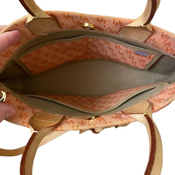 Dooney & Bourke Orange Mini Tassel Tote Signature Jacquard - Picture 11 of 12